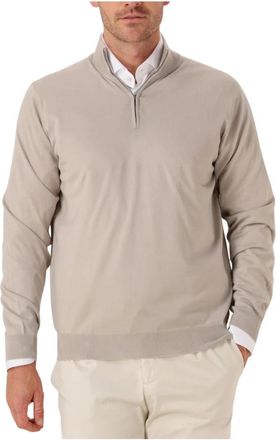 FILIPPO DE LAURENTIIS Mezza Zip Sweater - Heren - Coltruien - Beige - XL - Wol - Truien & Vesten