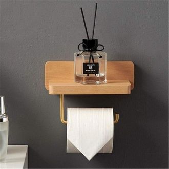 OEM Soporte Para Papel Higi&eacute;nico De Doble Instalaci&oacute;n (10x20 Cm) De Madera Maciza De Haya, Autoadhesivo, Con Esquinas Redondeadas, Para Ba&ntilde;o (haya, 3.93 X