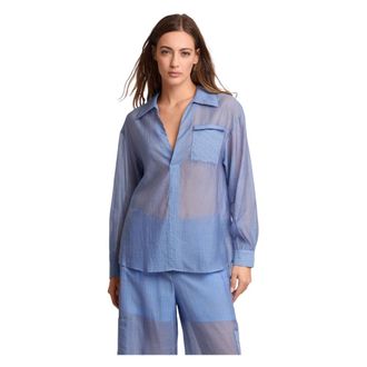 Kocca Blouses, female, Blue, Size: XS Casual chic semi sheer blouse