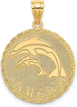Diamond2Deal 14k Yellow Gold JAMAICA Dolphins Disk Charm