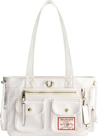 True Religion Multi-Pocket Denim Tote in White at Nordstrom