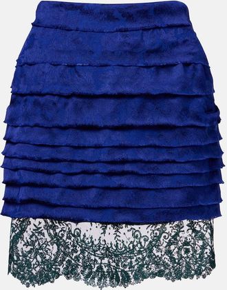 Saint Laurent Minigonna in jacquard con pizzo