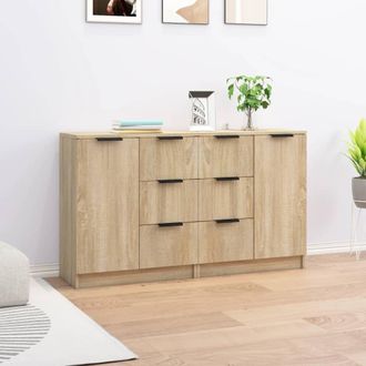 vidaXL Vidaxl - Aparadores 2 Uds Madera Contrachapada Roble Sonoma 60x30x70 Cm