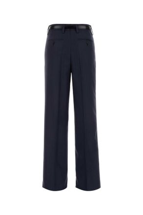 Prada Womens Embroidered Wool Pant Bleu Exterior: Pantaloni