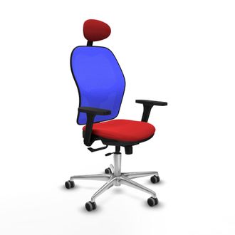 Piqueras y Crespo Sedia Da Ufficio Piqueras Y Crespo Jorquera Pelle Sintetica Rossa Rete Blu