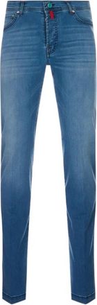 Kiton Faded-effect Slim-fit Jeans - Heren - Slim Fit Jeans - Blauw - W35 - Leer - Jeans