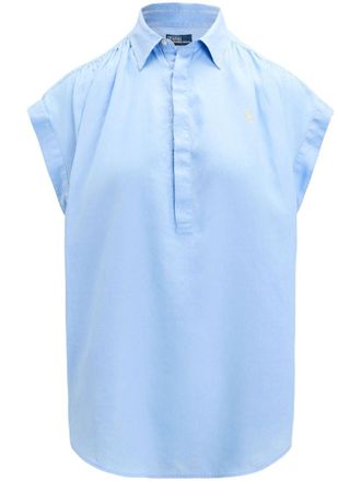 Polo Ralph Lauren Polo Pony cap-sleeve linen blouse - Blue