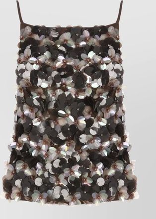 Parosh floral sequin mini dress bare back