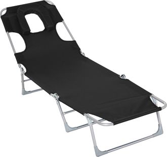 OUTSUNNY Tumbona reclinable 182x56x28 cm negro