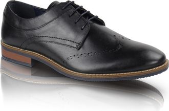 Silver Street London Mens Herbie Formal Leather Brogue Shoes, Wedding Shoes, Smart Shoes for Mens, Black, 8