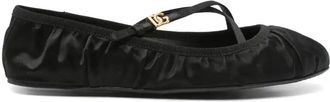 Dolce & Gabbana Logo-Buckle Ballet Flats - Womens - Calf Leather/Calf Suede/Fabric