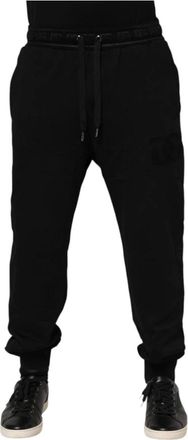 Dolce & Gabbana Broeken, Heren, Zwart, XL, Katoen, Zwarte Katoenen Logo Jogger Broek