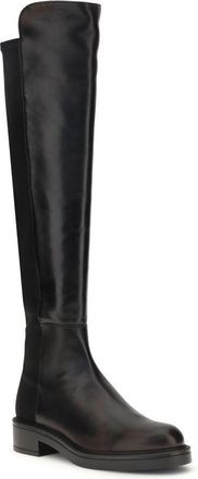 Stuart Weitzman Womens Black Leather Over The Knee Shoe