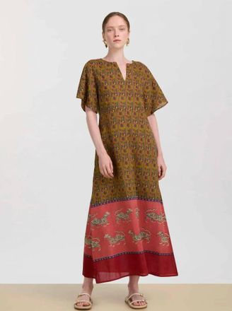 Lisa Corti Guava Kaftan Dress In Dragon Tiger