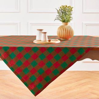 Solino Home Linen Table Throw - Buffalo Check, 52 x 52, 52 x 52 in Red And Green at Nordstrom, Size Small