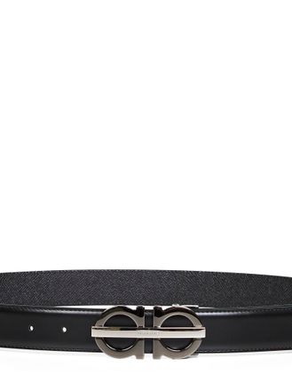 Ferragamo Mens Black Gancini Reversible Belt Calf Leather
