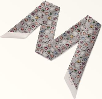 Furla Metropolis Bandeau Cenere+soil+nero Multicolore Twill Di Seta Con Stampa Papaveri Pop Donna