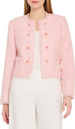 Tahari by ASL Metallic Boucl&eacute; Crop Jacket in Tea Rose at Nordstrom, Size 10P