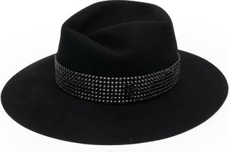 Maison Michel studded wide-brim hat - women - Wool Felt - M - Black