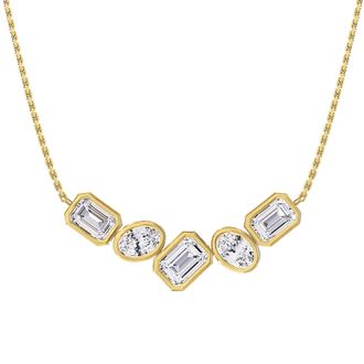 Diamond2Deal 14k Yellow Gold 3.2 Ct Oval & Radiant Cut Lab Grown Diamond Pendant Necklace 18 Chain VVS-VS, E-F
