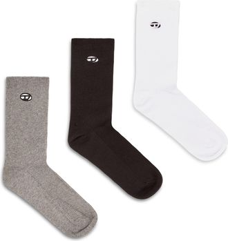 Diesel Three-pack of cotton socks with Oval D embroidery - Socks - Man - Multicolor