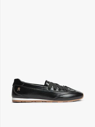 Tommy Hilfiger Zapatillas de ballet de piel con monograma TH