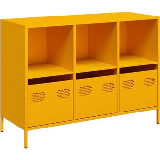 vidaXL Vidaxl - Aparador Acero Laminado Fr&iacute;o Amarillo Mostaza 101,5x39x73,5 Cm