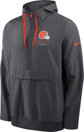 Nike Cleveland Browns Sideline Anorak Nike Mens NFL 1/2-Zip Hooded Jacket in Grey | 03AT043M9I-EKU
