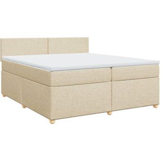 vidaXL Vidaxl - Cama Box Spring Con Colch&oacute;n Tela Color Crema 200x200 Cm