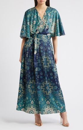 Ciebon Shreya Floral Wrap Dress in Navy Multi at Nordstrom, Size X-Small