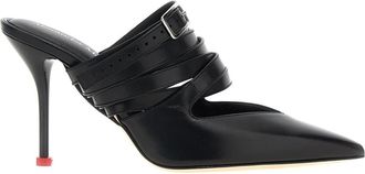 Alexander McQueen Strap Mules - Dames - Muiltjes - Zwart - 41 EU - Leer - Schoenen