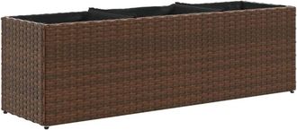 vidaXL Garden Planter with 3 Pots Brown 105x30x32 cm Poly Rattan vidaXL