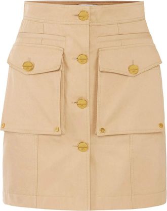 Elisabetta Franchi Katoenen Gabardine Minirok met Cargozakken - Dames - Korte rokken - Bruin - S - Katoen - Rokken