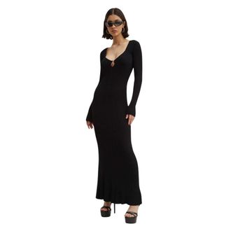 Moschino Maxi Jurken - Dames - Kleedjes - Zwart - M - Leer - Kleedjes