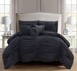 Elegant Comfort 10-Piece Pleated Comforter Set - Includes 4-Piece Sheet Set with Double Sided Storage Pockets