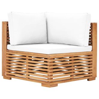 vidaXL Vidaxl - Divano Angolare Da Giardino Con Cuscino Crema Massello Di Teak