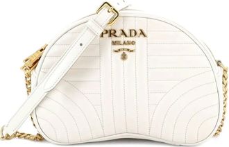Prada Dome Diagramme Quilted Leather Small crossbody bag - women - Calf Leather - One Size - White