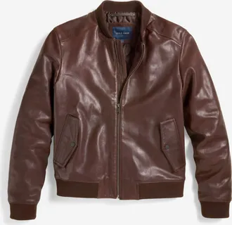 Cole Haan Mens Vintage Effect Leather Bomber Jacket - Brown Size Medium
