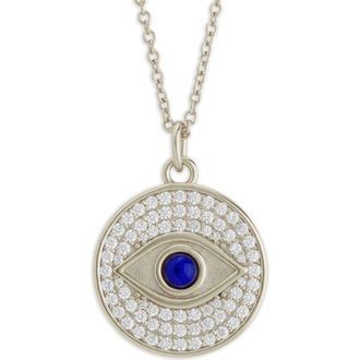 Sterling Forever Pav&eacute; Evil Eye Pendant Necklace in Silver at Nordstrom