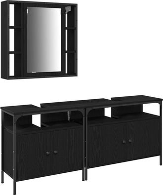 vidaXL Vidaxl - Conjunto de Muebles de Baño de 3 Piezas en Madera Ingenierizada de Roble Negro