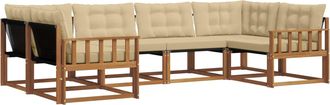 vidaXL Conjunto De Sof&aacute;s De Exterior 6 Uds. Natural Y Beige Vidaxl