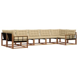 vidaXL Conjunto De Sof&aacute;s De Exterior Con Coj&iacute;n 7 Pcs Natural Y Beige Vidaxl