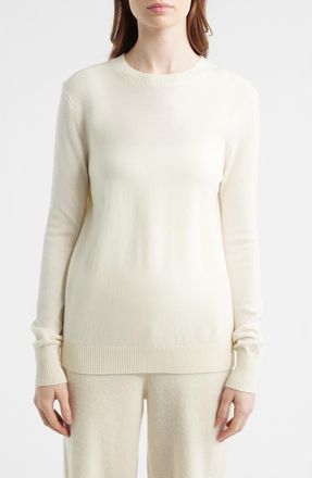 House of CB Rochelle Wool & Cashmere Crewneck Sweater in Ivory at Nordstrom, Size X-Large