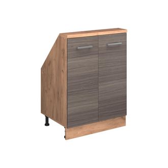 Vicco Armario De Cocina Para Techo Inclinado R-line, Gris Noble/roble Dorado, 60 Cm Con 2 Puertas, Vicco