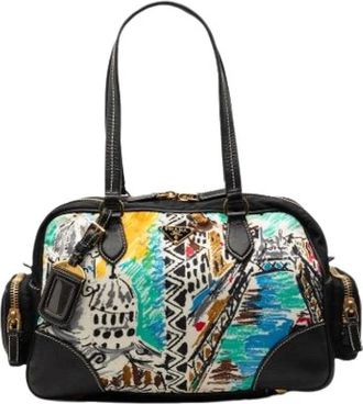 Prada Pre-owned Handbags, female, Multicolor, Size: ONE SIZE Pre-owned Canvas Shoulder Bag