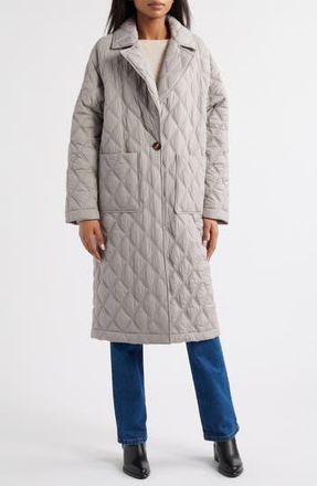 Bernardo Diamond Quilted Long Coat in Ash at Nordstrom Rack, Size Xx-Large