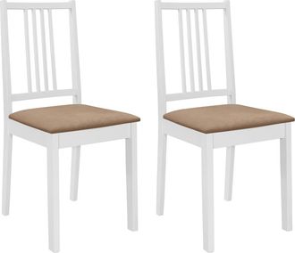 vidaXL Vidaxl - Sillas De Comedor Con Cojines 2 Unidades Madera Maciza Blancas