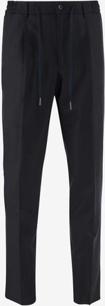 Tagliatore Stretch wollen broek - Heren - Straight fit broeken - Blauw - XL - Wol - Broeken