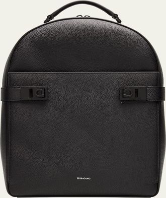 Ferragamo Mens Twins Leather Backpack