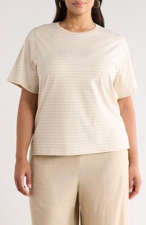 Nordstrom Relaxed Fit Pima Cotton Crewneck T-Shirt in Beige- Ivory Daphney Stp at Nordstrom, Size 1 X